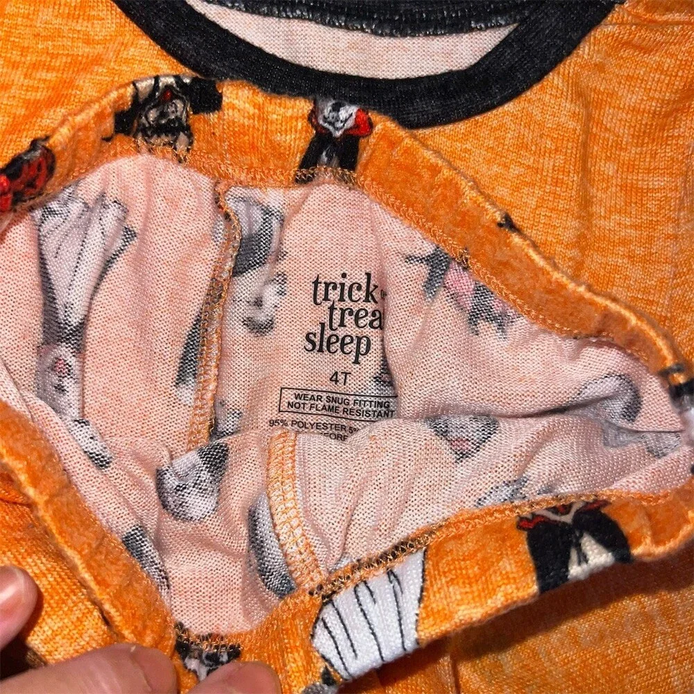 Trick Treat Sleep Toddler Pajama Set Unisex Kids 4T Orange Halloween
